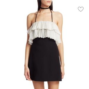 Alexis Barbara Bani Mini Little Black Dress With Ruffles Off White Size S